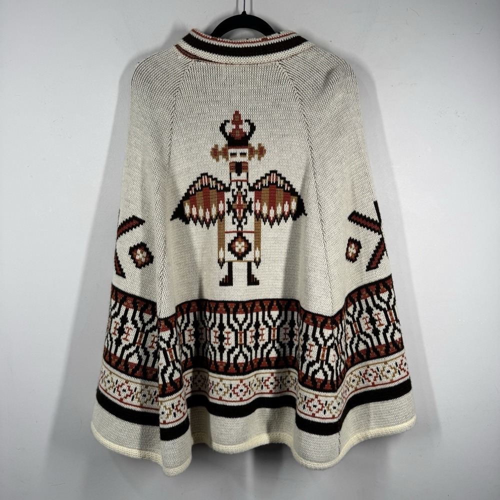 Vtg 70s Sturbridge Aztec Kachina Poncho Sweater Womens Boho Hippie Heritage O/S